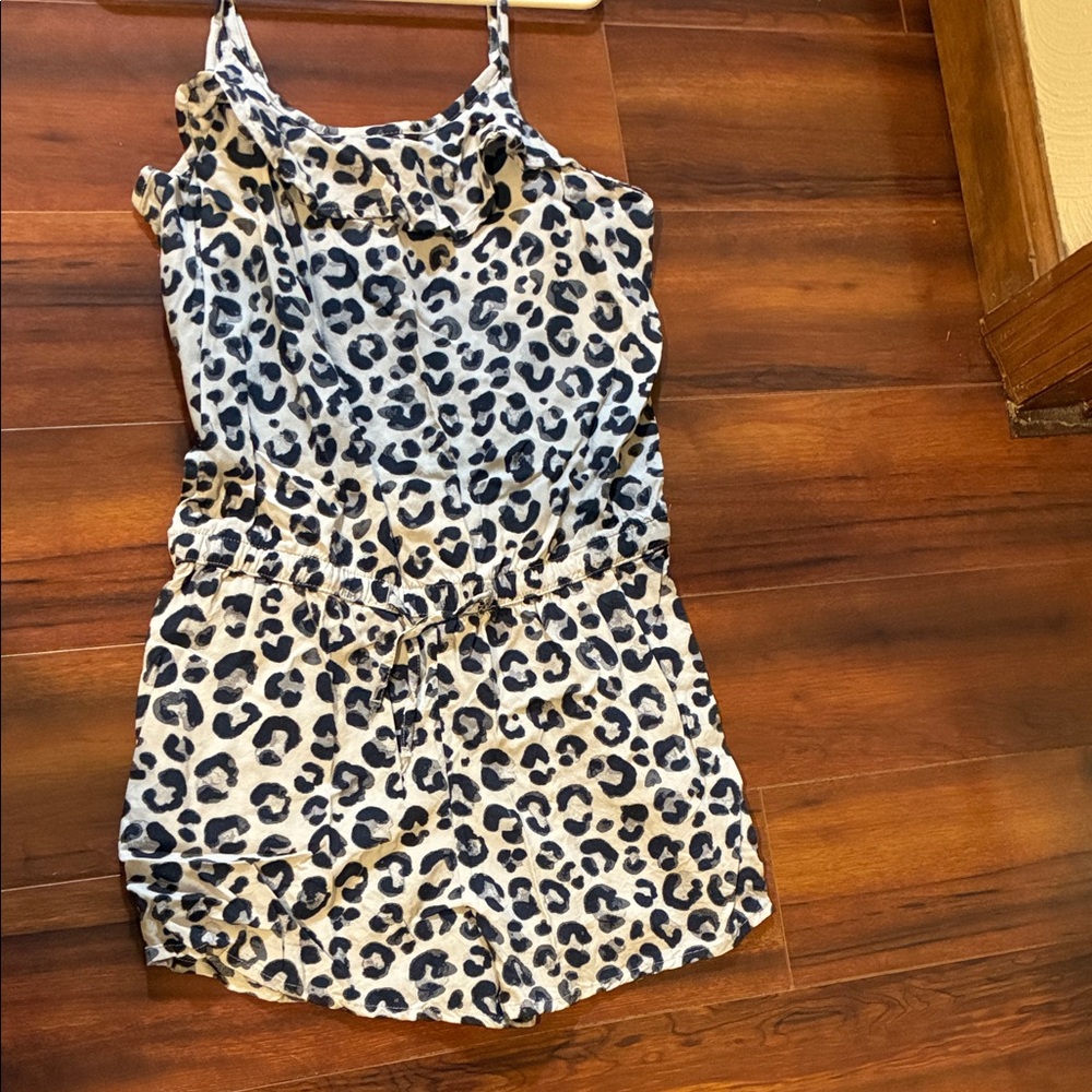 H&M Kids Blue and White Leopard Romper